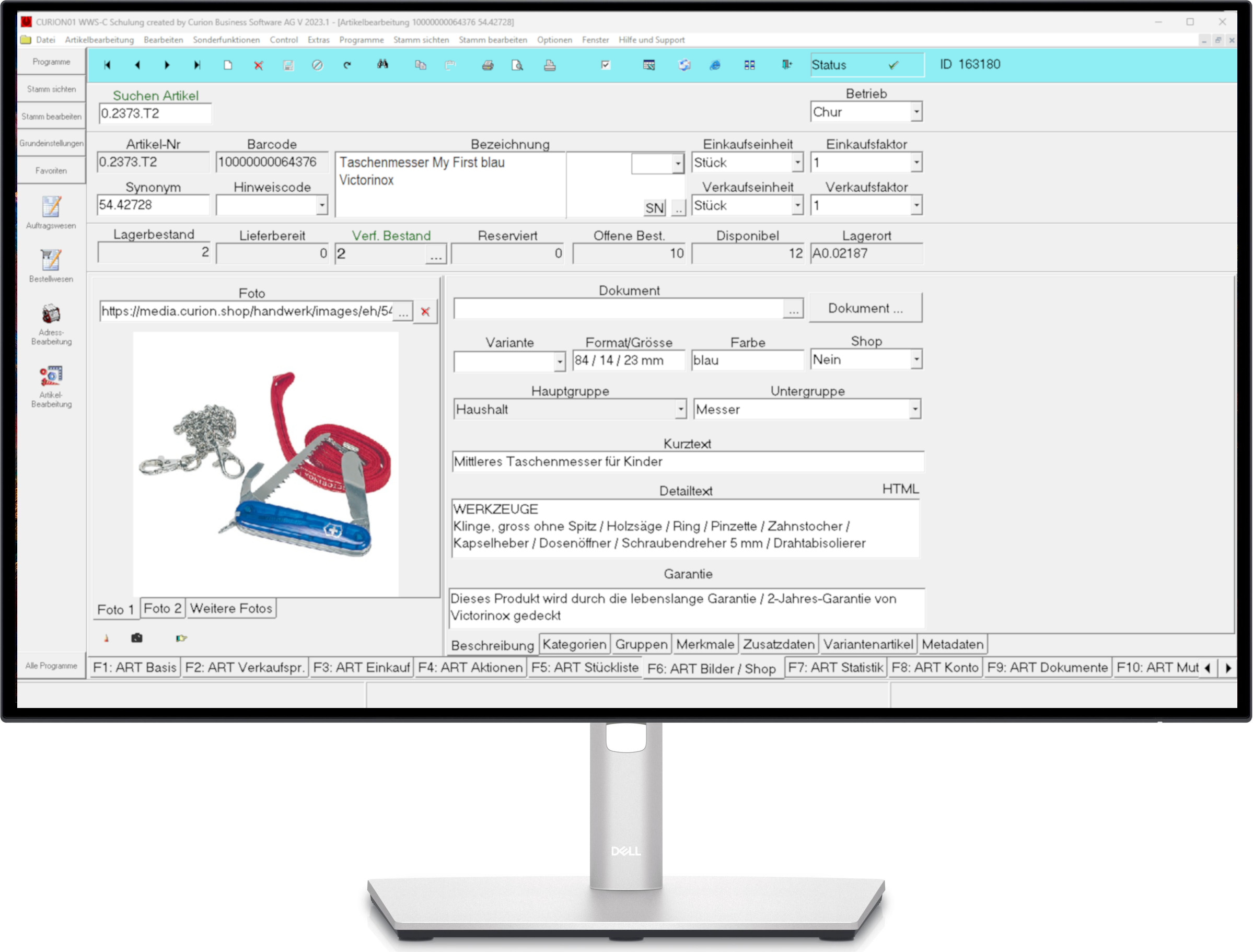 curionERP Artikelbearbeitung