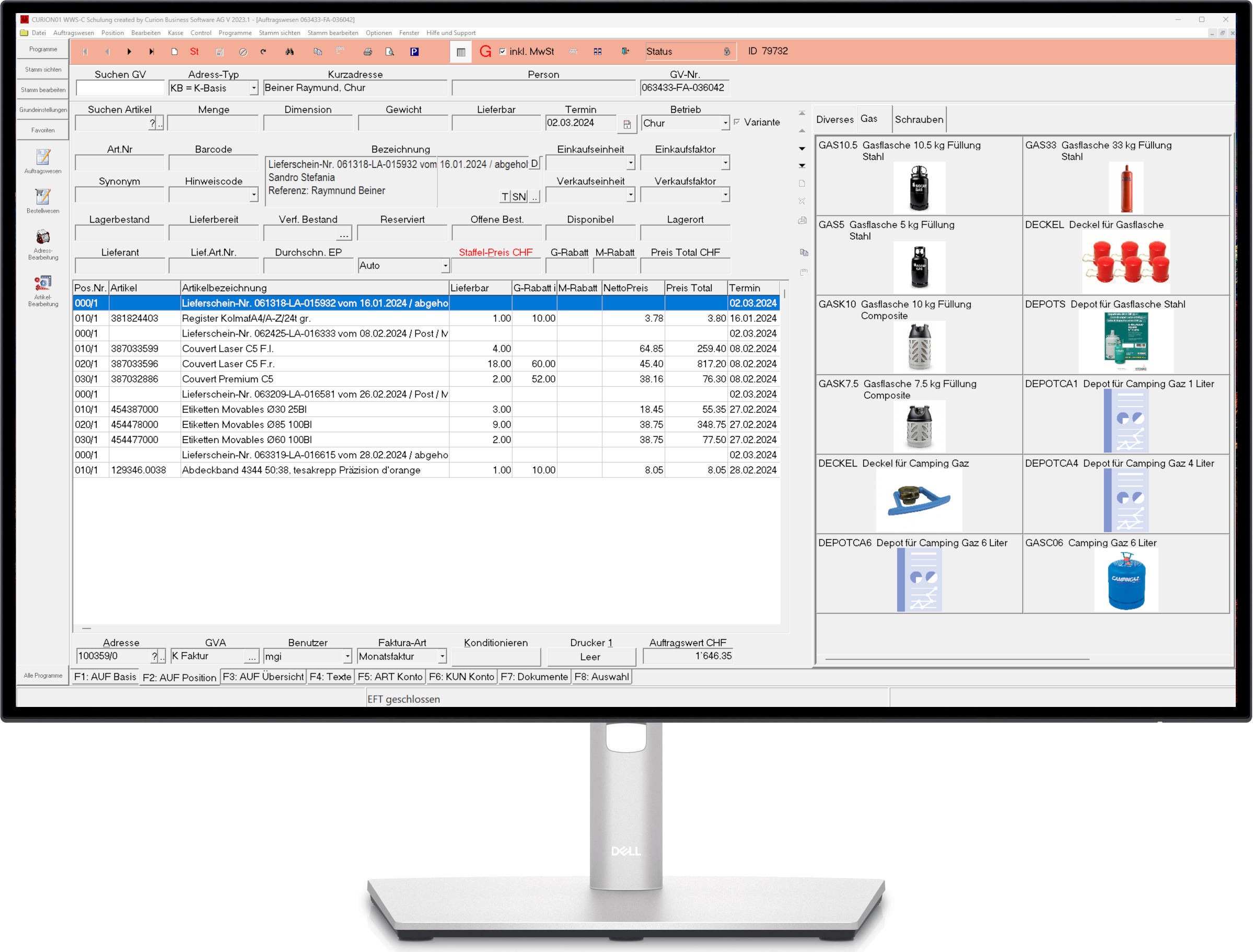 Auftragswesen von curionERP