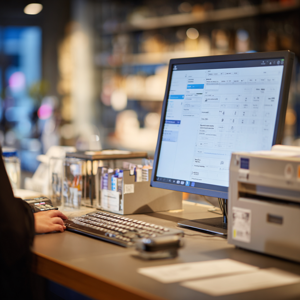 Mitarbeitende scannt Artikel und erstellt Lieferschein im digitalen Auftragswesen von Curion – auf dem Bildschirm sichtbar: Kundendaten, Artikelübersicht und Preise.